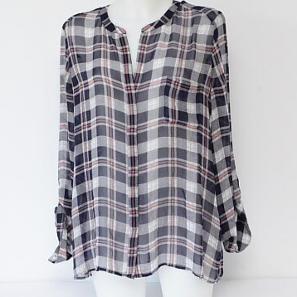 Joie Nura Plaid Silk Blouse - Picture 2 of 6